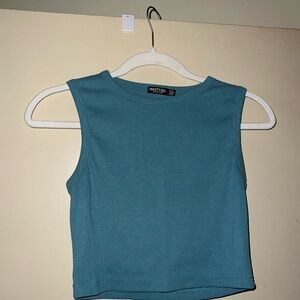 Nasty Gal Blue Sleeveless Crop Tank Top